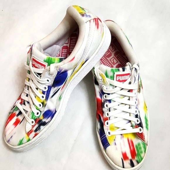 Puma Basket Classic CVS Blur Multicolored Canvas sneakers (w size 7.5) - Picture 3 of 10